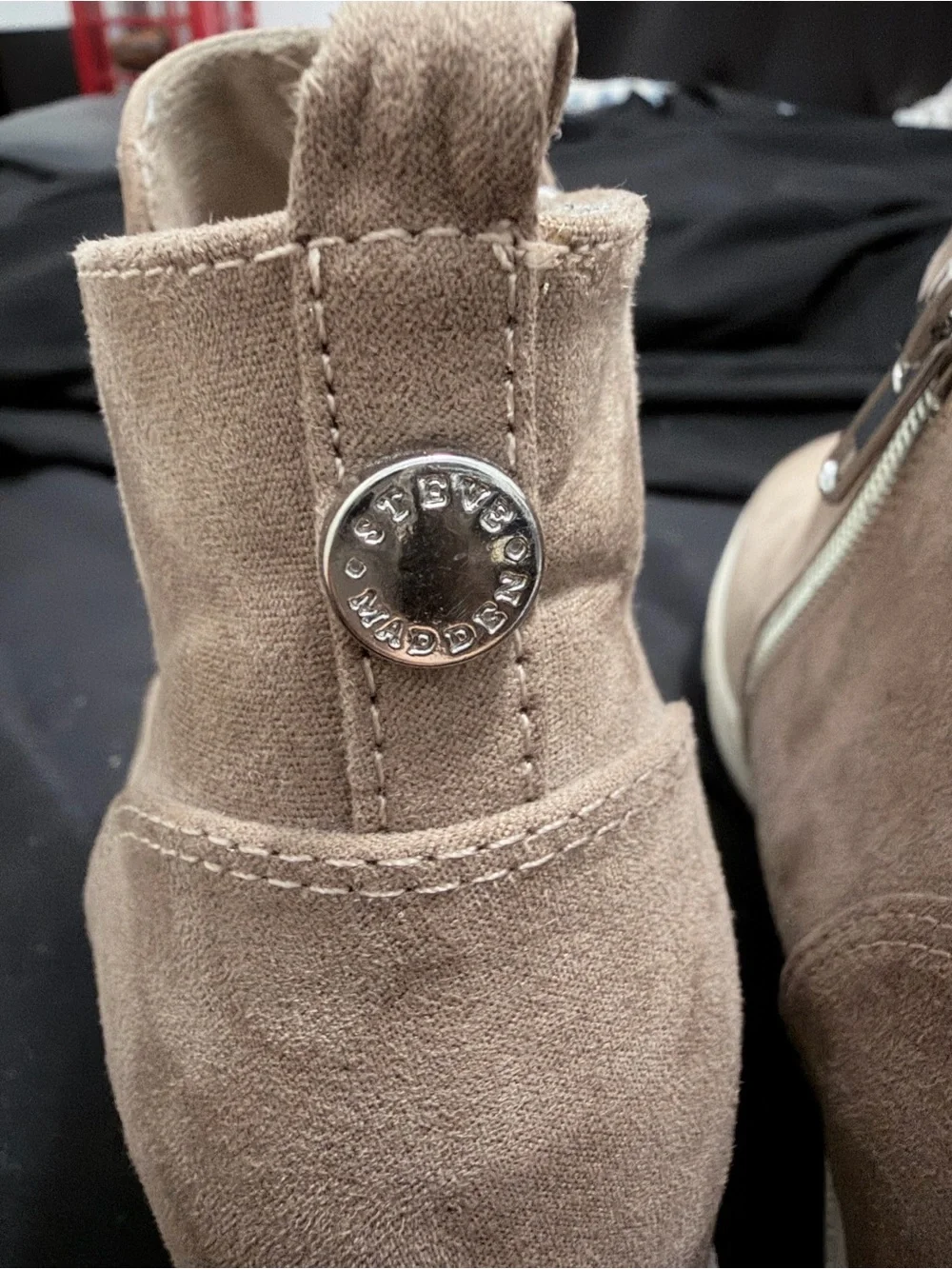 Steve Madden Wedge Sneaker Booties in Taupe Suede size 3